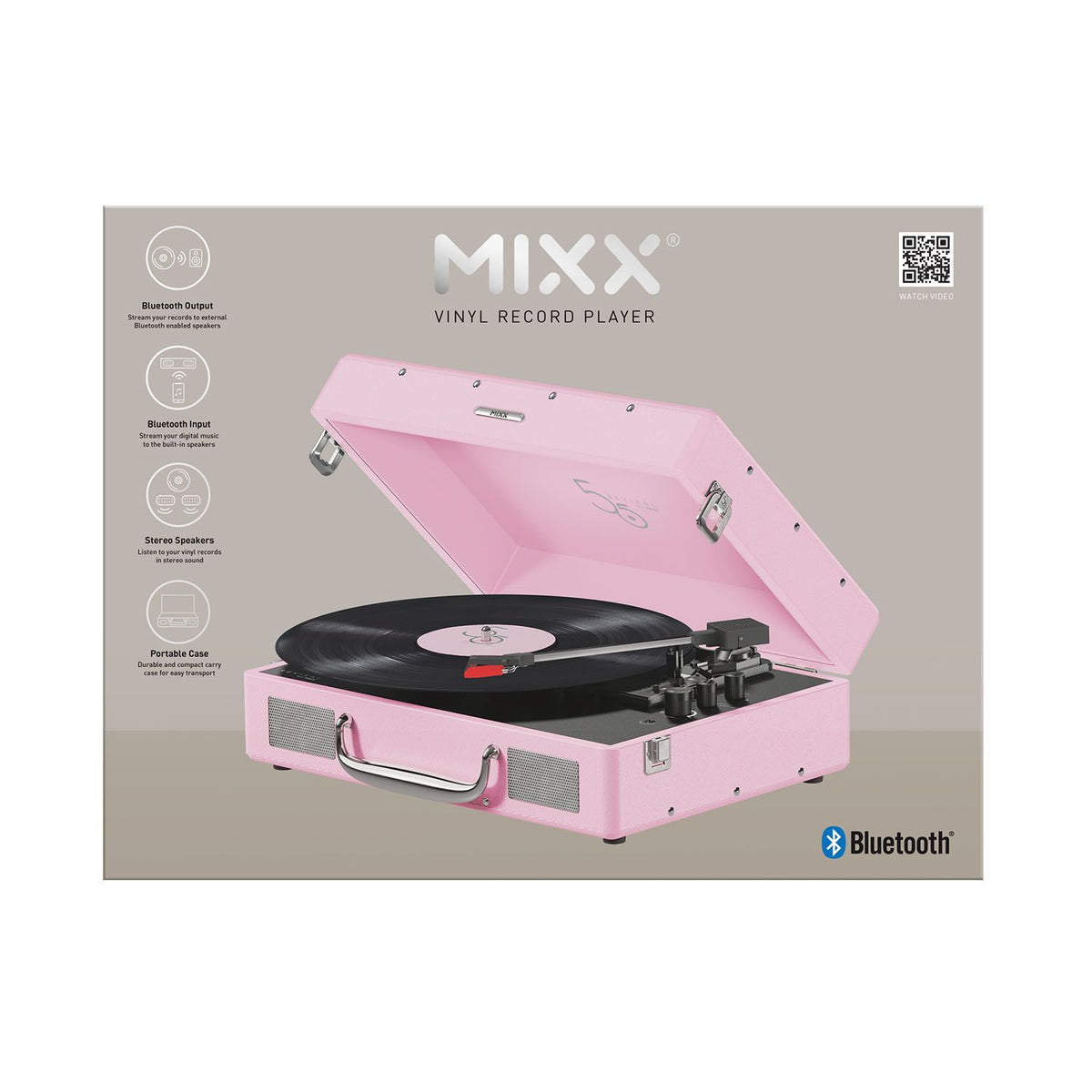 Mixx Revival 55 Vinylsoitin Stereo Vaaleanpunainen