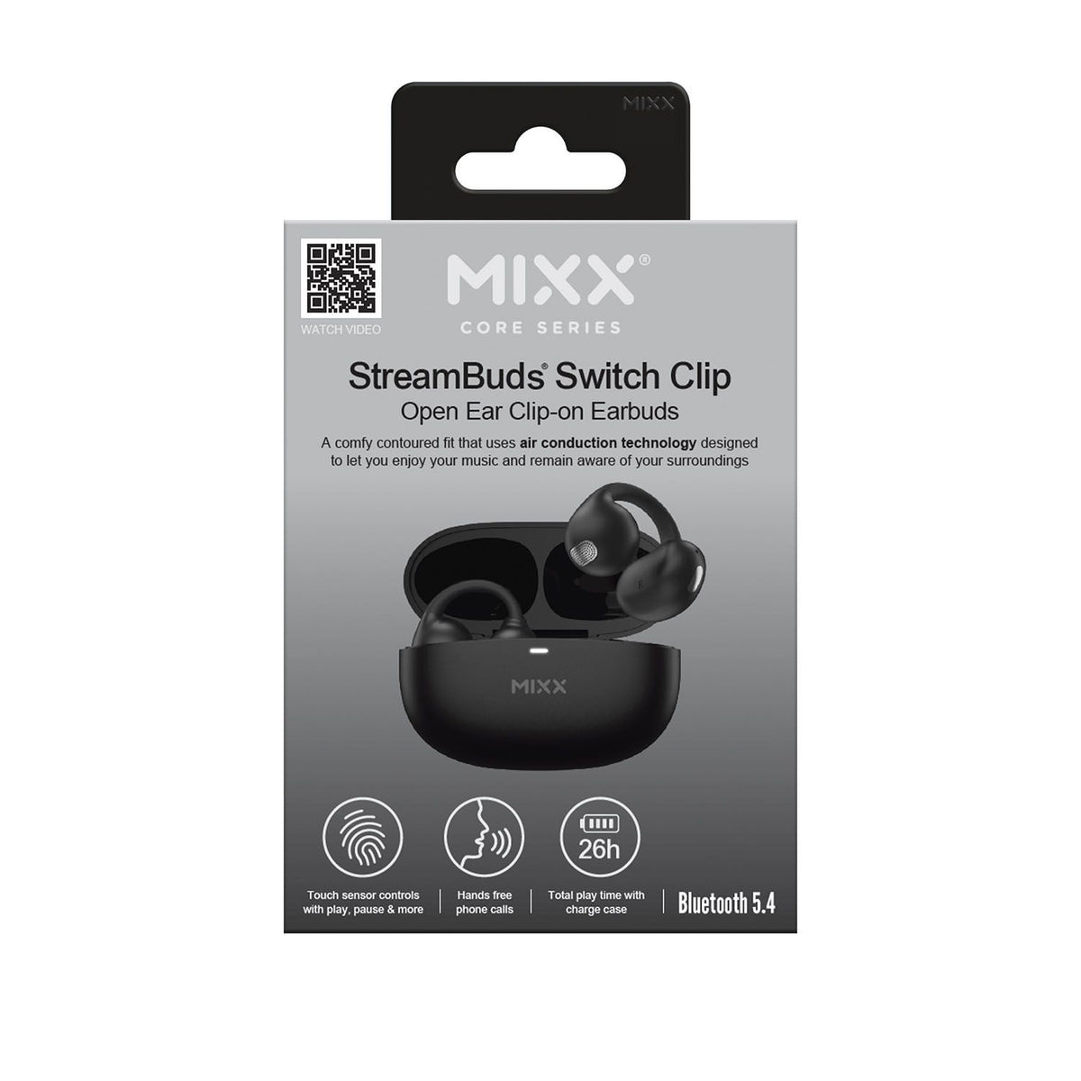 Mixx Trådlösa Open-Ear Kuulokkeet StreamBuds Switch Clips Musta