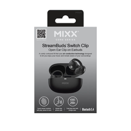 Mixx Trådlösa Open-Ear Kuulokkeet StreamBuds Switch Clips Musta