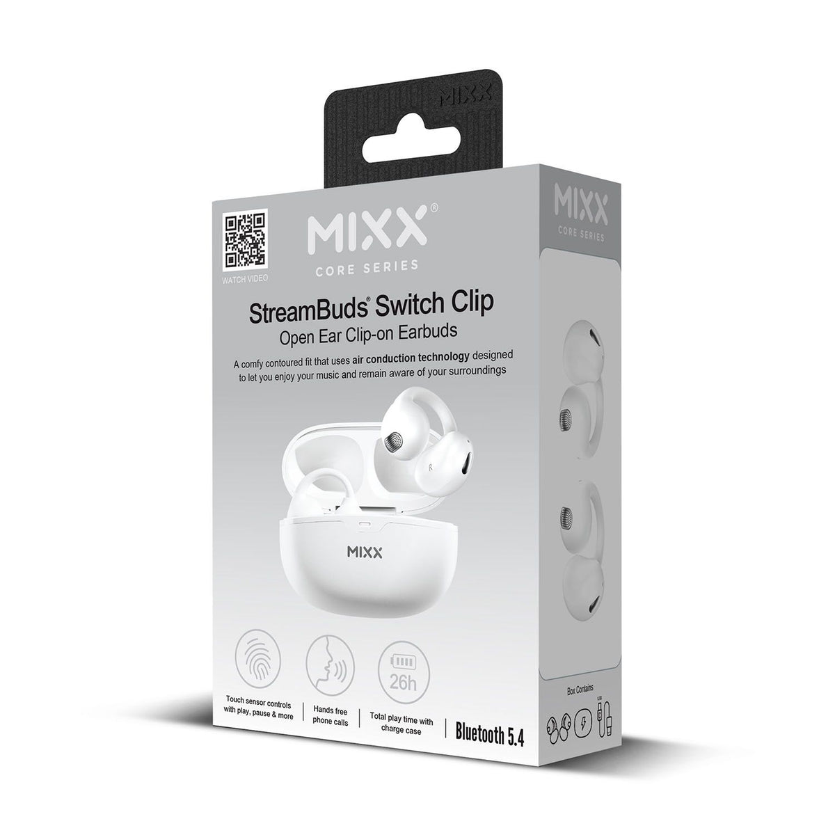 Mixx Trådlösa Open-Ear Kuulokkeet StreamBuds Switch Clips Valkoinen