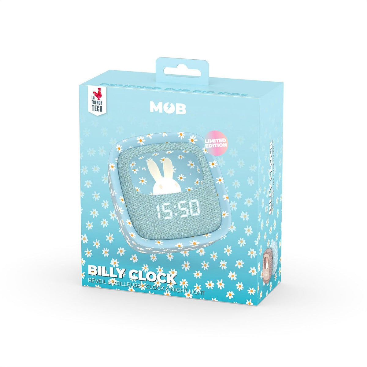 Mobility on Board Herätyskello ja yölamppuineen Billy Clock Blue Flower