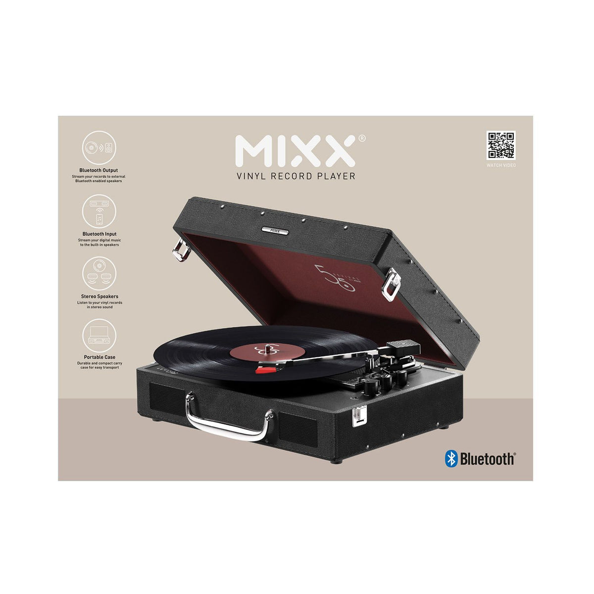Mixx Revival 55 Vinyylilevy Soitin Stereo Musta
