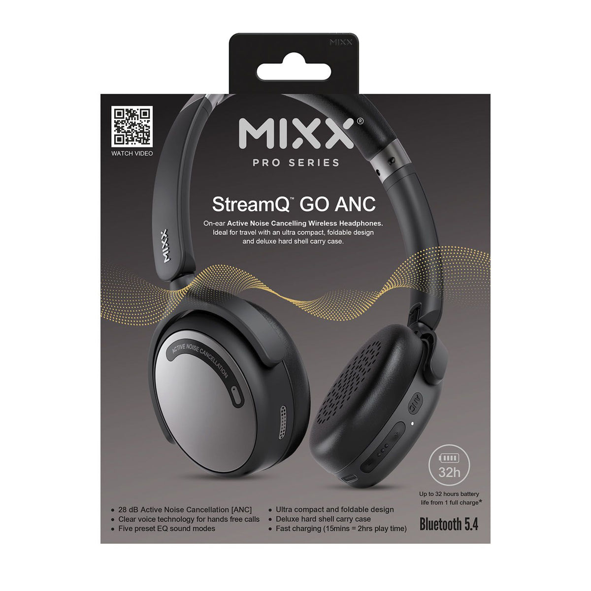 Mixx Trådlösa On-Ear Kuulokkeet StreamQ Go ANC Musta