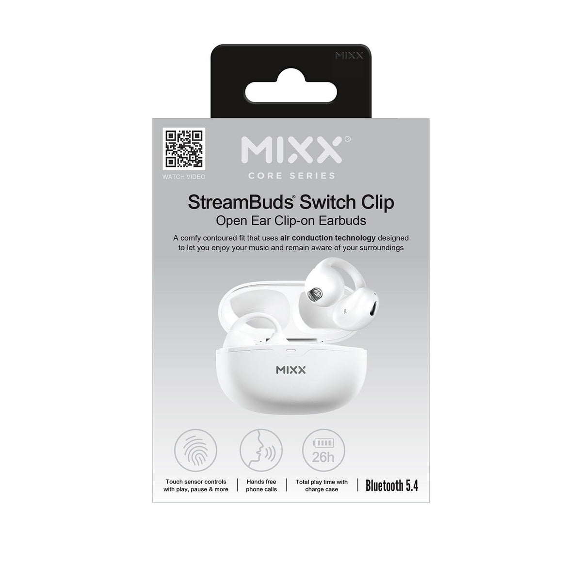 Mixx Trådlösa Open-Ear Kuulokkeet StreamBuds Switch Clips Valkoinen