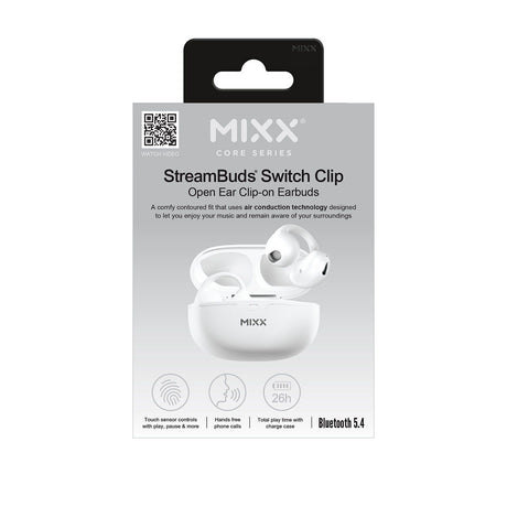 Mixx Trådlösa Open-Ear Kuulokkeet StreamBuds Switch Clips Valkoinen