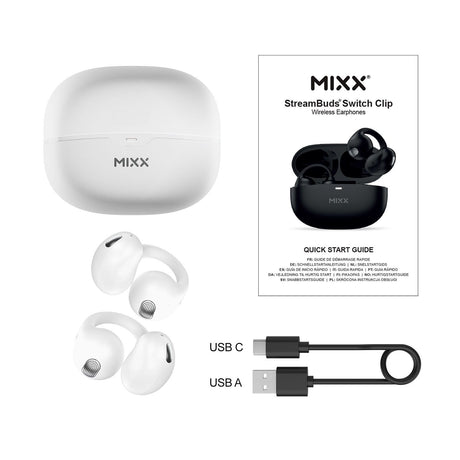 Mixx Trådlösa Open-Ear Kuulokkeet StreamBuds Switch Clips Valkoinen