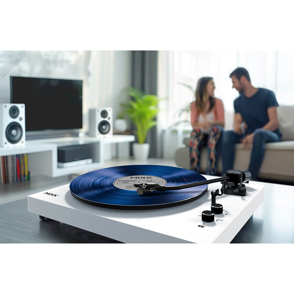 Mixx System 5 Vinyylilevy Soitin Stereo ja Kaiutin Valkoinen
