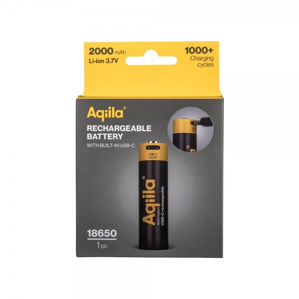 Aqiila Ladattava 18650-akku USB-C
