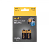 Aqiila Ladattava CR123A-akku USB-C 2 kpl
