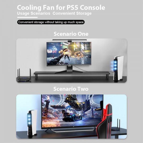 USB 3.0 Jäähdytystuuletin PlayStation 5:lle, musta