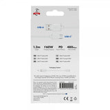 X2O USB-A–USB-C-kaapeli Basic 60W 1,2 m valkoinen