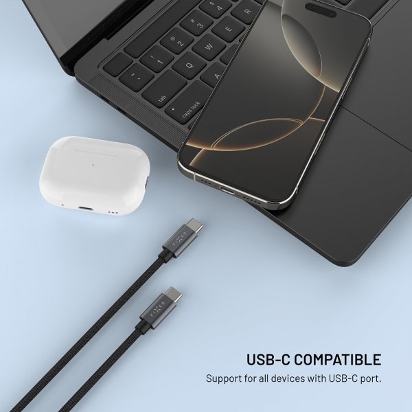 Kiinteä USB-C-kaapeli älykellon latauksella 1,5 m musta