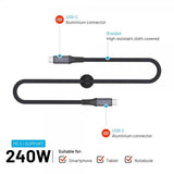 Fixed USB-C-mediallinen USB4 Gen 2 -kaapeli 240W 1,2m
