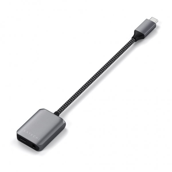Satechi USB-C–3,5 mm ja USB-C PD -adapteri, harmaa