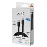 X2O USB-C–USB-C-kaapeli Longlife 100 W 0,5 m musta