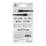 X2O USB-C–USB-C-kaapeli Longlife 100W 3m musta