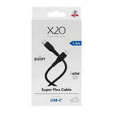 X2O USB-C–USB-C-kaapeli Superflex 60W 1,5m Musta