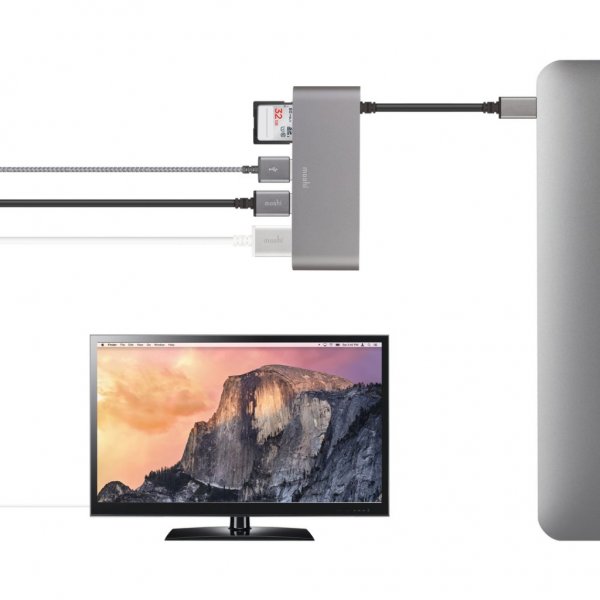 Moshi USB-C Multimedia-keskitin, hopea