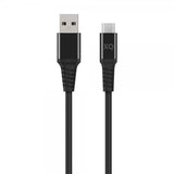 Xqisit USB-A–USB-C-kaapeli, punottu, erittäin kestävä, 2 m, musta
