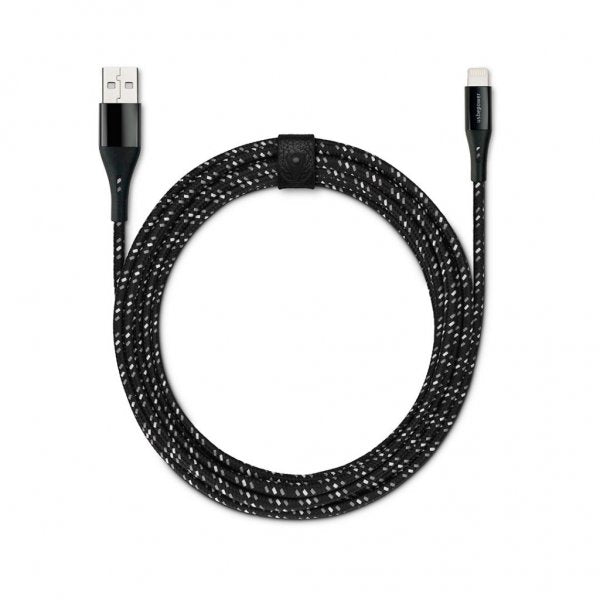 Usbepower USB–Lightning-kaapeli Kevlar 1,2 m musta hopea