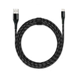 Usbepower USB–Lightning-kaapeli Kevlar 1,2 m musta hopea