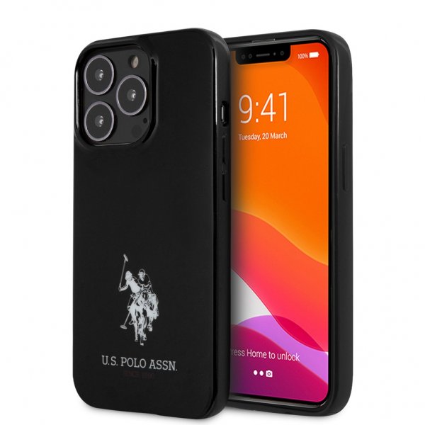 U.S. Polo iPhone 13 Pro -suojakuori logolla, musta