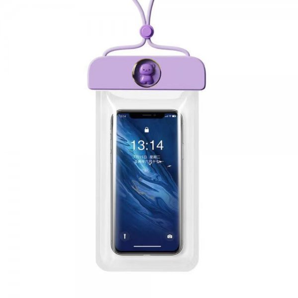 Vedenkestävä pussi IPX8 Nallekarhu Liila