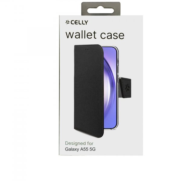 Celly Samsung Galaxy A55 -suojakotelo Wally Wallet Case, musta