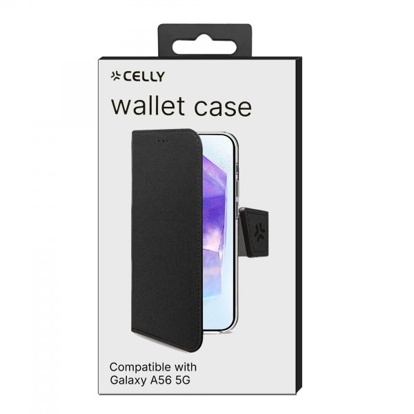 Celly Samsung Galaxy A56 -suojakotelo Wally Wallet Case, musta