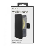 Celly Samsung Galaxy S25 suojakotelo Wally Wallet Case, musta