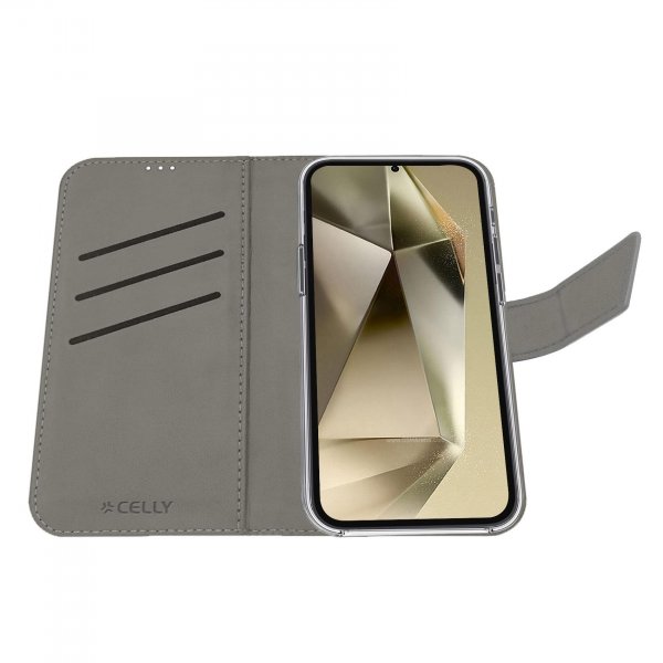 Celly Samsung Galaxy S25 Ultra Kotelo Wally Wallet Case Musta