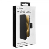 Celly iPhone 17 Pro Max -kotelo, Wally Wallet Case, musta