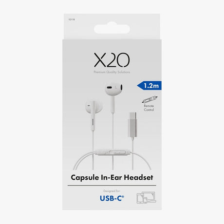X2O Johdolliset Kuulokkeet USB-C Capsule 1.2m Valkoinen
