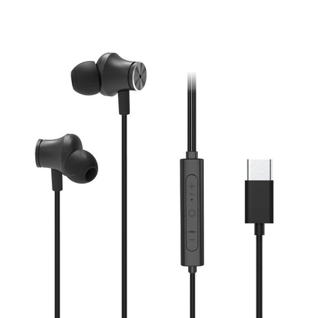 X2O Langalliset Kuulokkeet USB-C Silicone In-Ear ANC 1.2m Musta