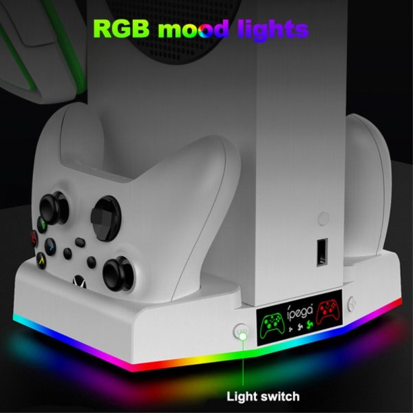 Ipega Xbox Series S -telakointiasema tuulettimella ja kuulokepidikkeellä