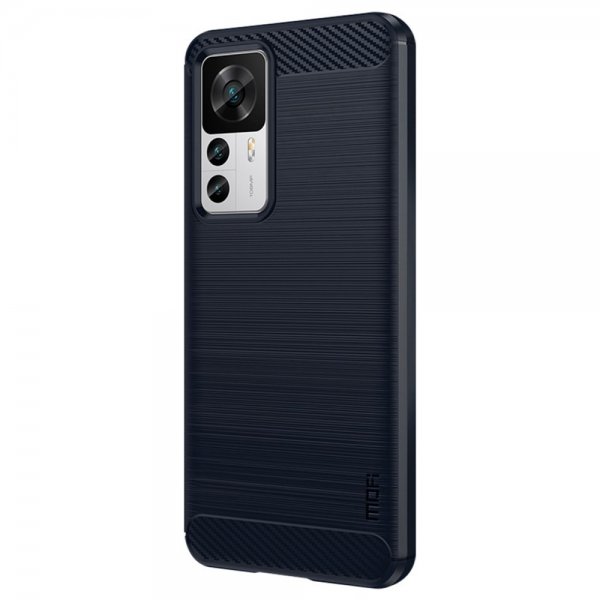 Mofi Xiaomi 12T/12T Pro Kuori Harjattu Hiilikuitukuvio Sininen