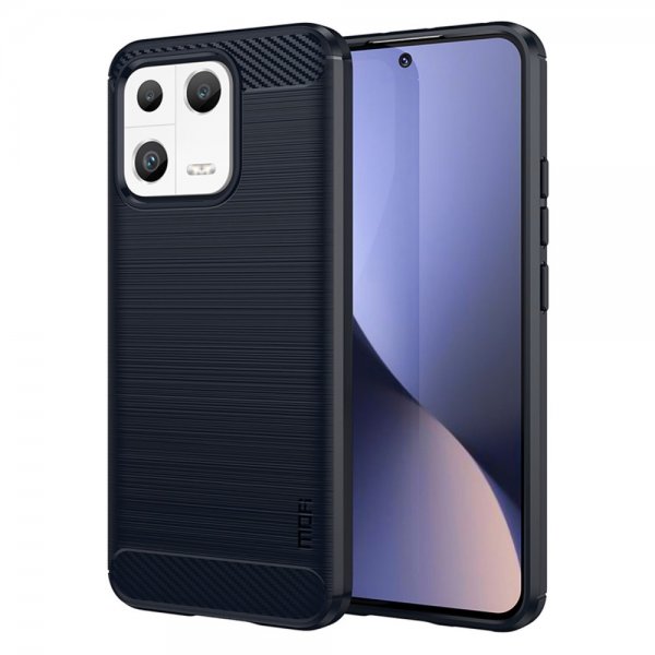 Mofi Xiaomi 13 Kuori Harjattu Hiilikuitukuvio Sininen