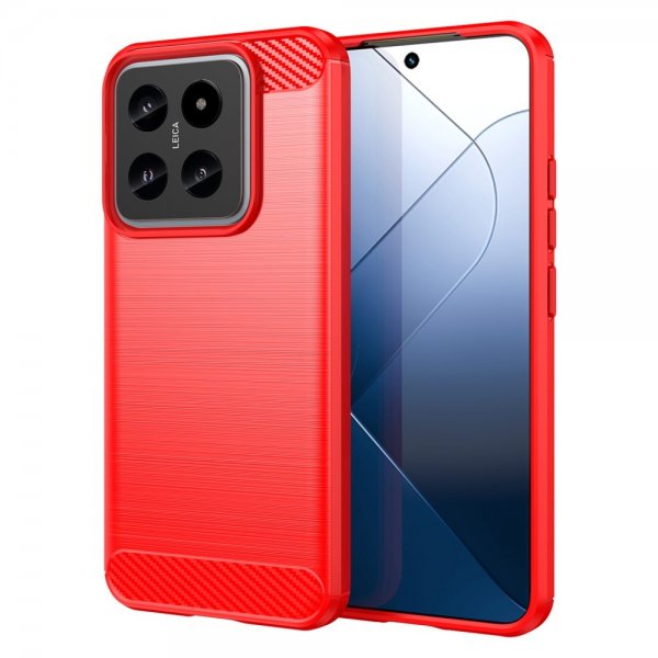 Xiaomi 14 Kuori Harjattu hiilikuiturakenne Punainen