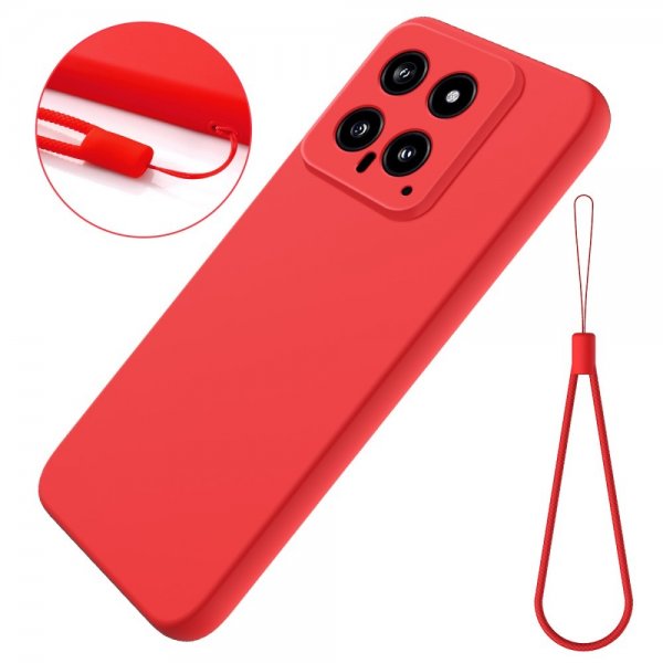 Xiaomi 14 -suojakuori hihnalla, silikonia, punainen