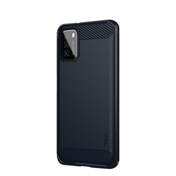 Mofi Xiaomi Poco M3 -suojakuori, harjattu hiilikuitukuvio, sininen