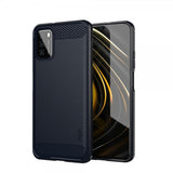 Mofi Xiaomi Poco M3 -suojakuori, harjattu hiilikuitukuvio, sininen