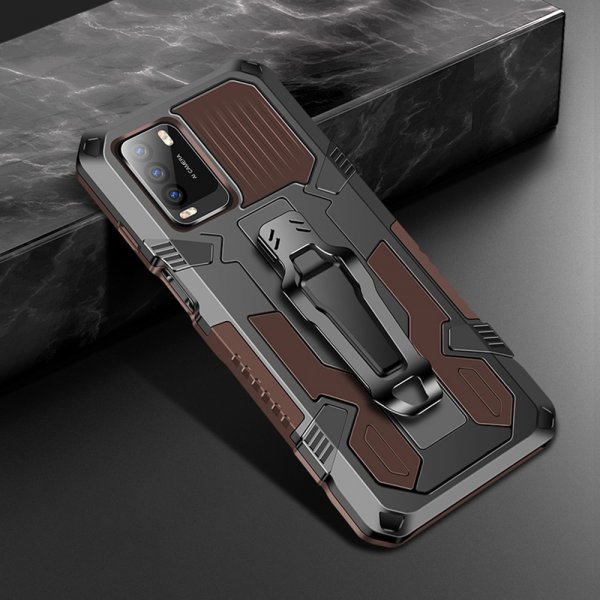 Xiaomi Poco M3 -suojakuori vyöklipsillä, kahvinruskea