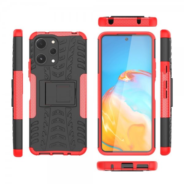 Xiaomi Redmi 12 Kuoret Rengaskuvio Jalustatoiminto Punainen