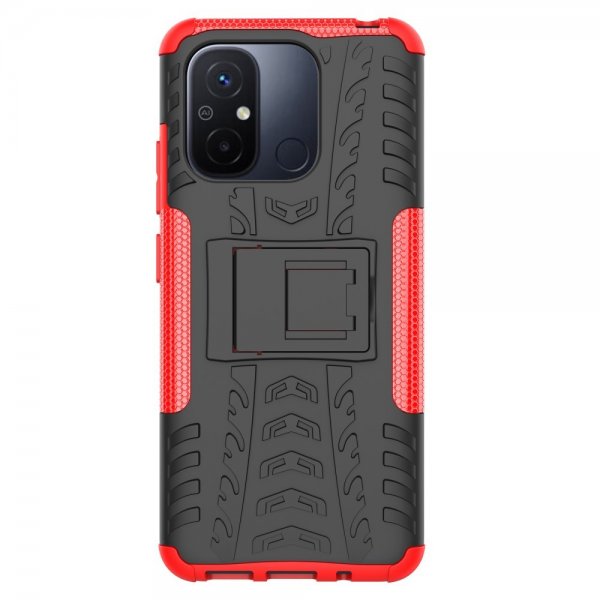 Xiaomi Redmi 12C Kuori Rengaskuvio Jalustatoiminnolla Punainen