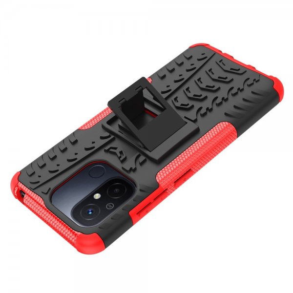 Xiaomi Redmi 12C Kuori Rengaskuvio Jalustatoiminnolla Punainen