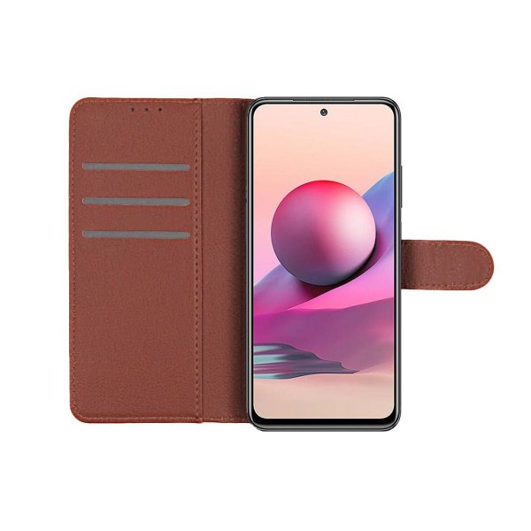Xiaomi Redmi Note 10 5G Kotelo Jalustalla Ruskea