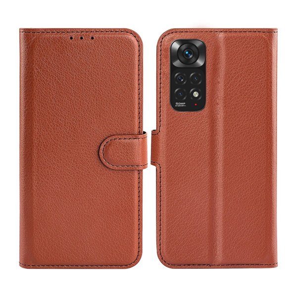 Xiaomi Redmi Note 11 Pro -kotelo jalustalla, ruskea