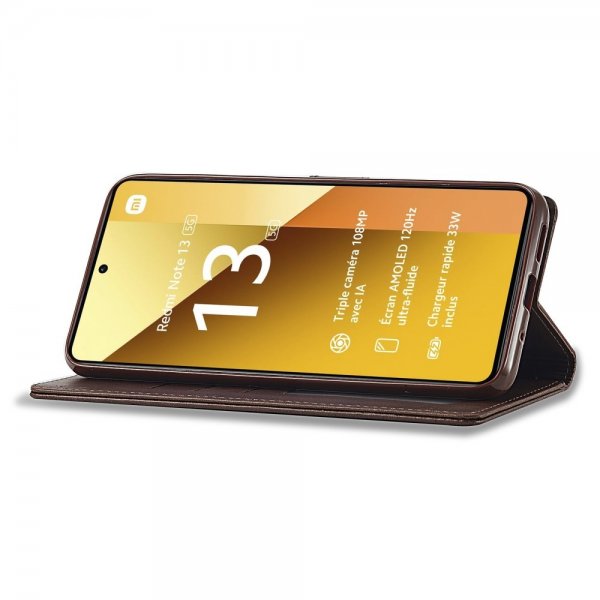 Lc.Imeeke Xiaomi Redmi Note 13 Pro 5G -kotelo korttipaikalla ja jalustatoiminnolla, ruskea