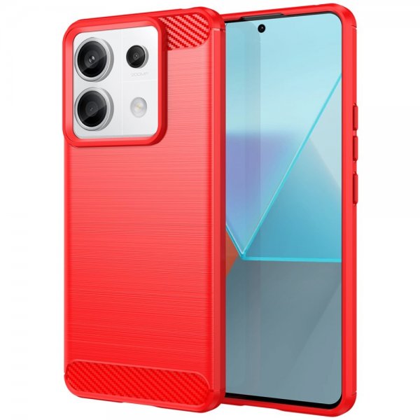 Xiaomi Redmi Note 13 Pro 5G -kuori, harjattu hiilikuitukuvio, punainen