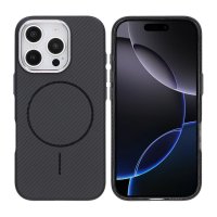 iPhone 16 Pro Kuori Hiilikuitukuvio MagSafe Musta
